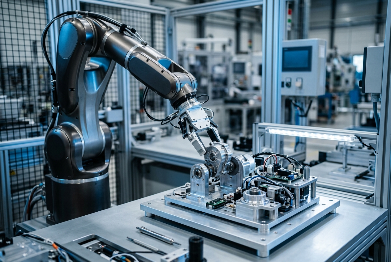 Robotic arm performing mechanical assembly